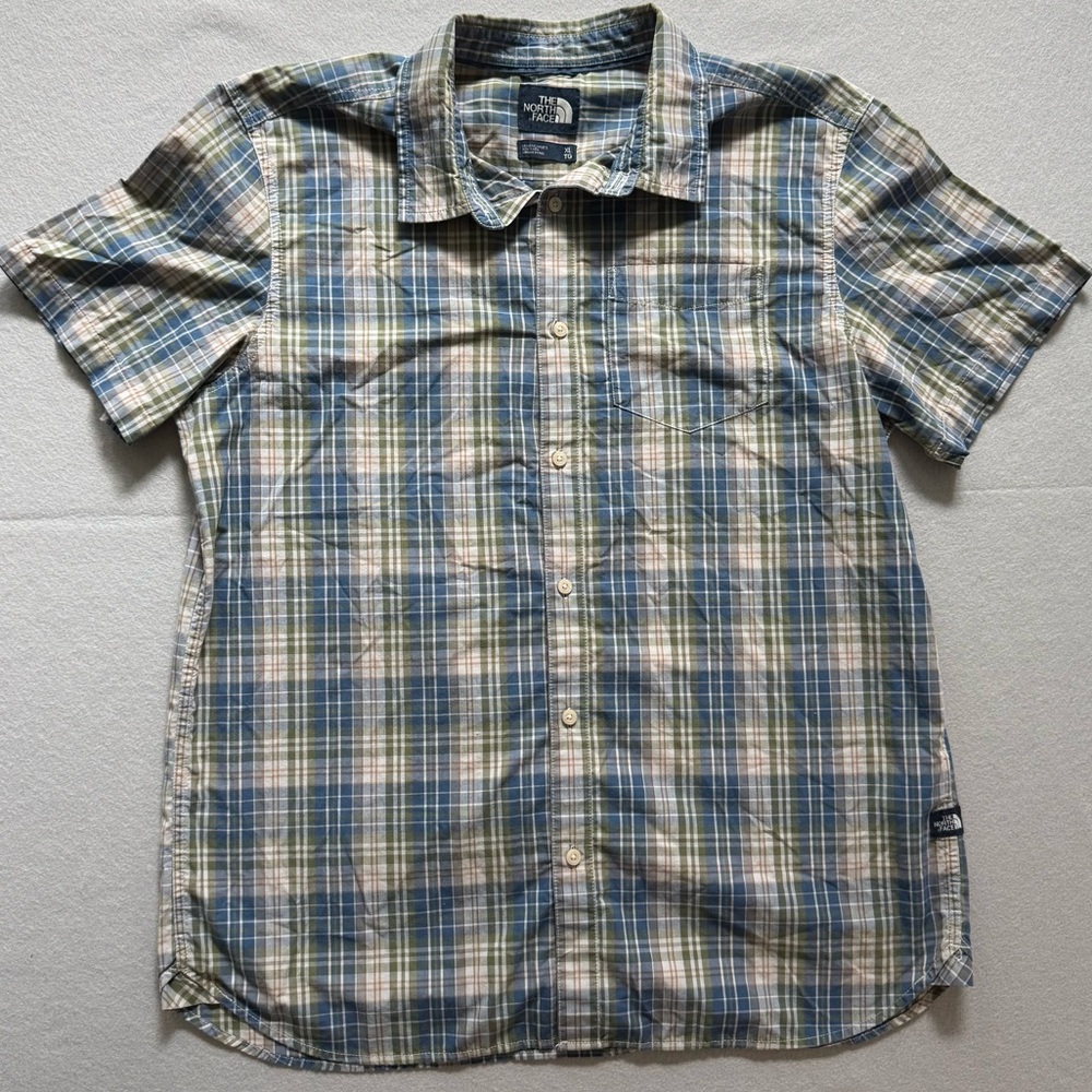 The North Face Blue and Green Casual Button Down Shirt